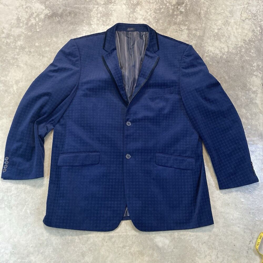 Stacy Adams Blazer Mens 2X Blue Single Breasted Double Vent